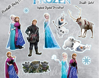 Frozen Birthday Centerpiece: Elsa, Olaf Printable Decorations (Digital Download)