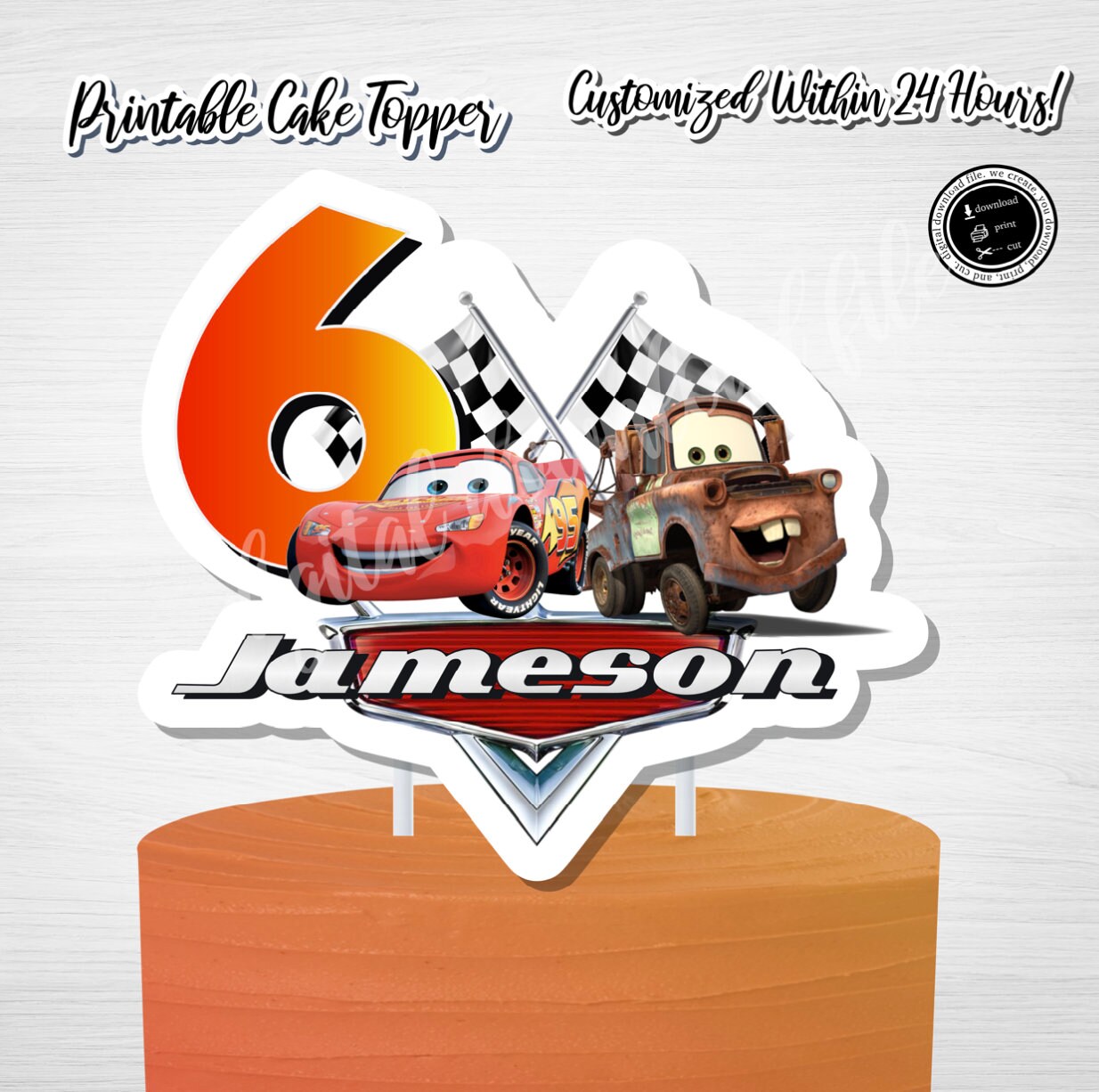 cars cake topper disney cars printable cake topper cars cars etsy