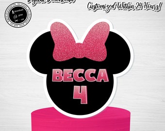 MINNIE Inspired Cake Topper,Minnie Birthday, Minnie Mouse Cake Topper, Digital Download, Pink Mouse Birthday,Minnie, Digital Download