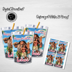 Etiqueta personalizada Moana Capri Sun: Festa de aniversário Moana (download digital)
