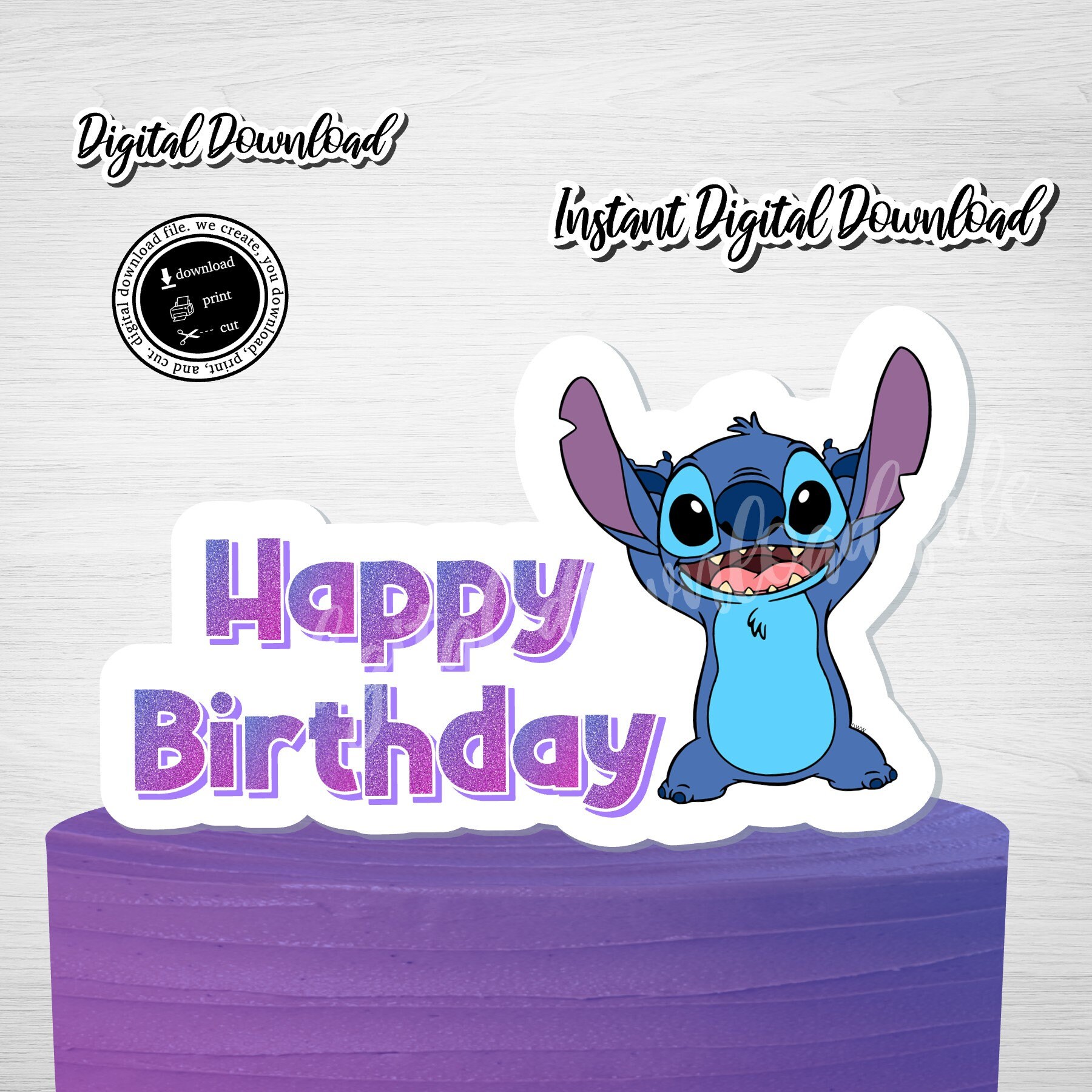 STITCH Cake Topperprintable Cake Topper Stitch Lilo And Etsy Canada