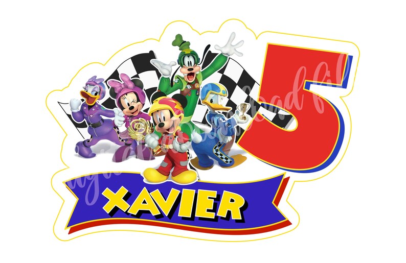 Mickey Racers Flag Mickey Roadster Racers Cake Topper: Personalized Birthday Party ...