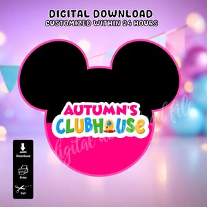 MICKEY MOUSE Party Sign,Mickey Mouse Clubhouse,Mickey Mouse Inspired Sign, Digital Download,Mickey Birthday, Printable Minnie Clubhouse Pink
