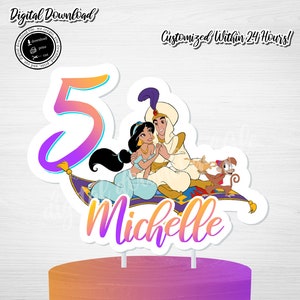 Princess Jasmine Cake Topper: Aladdin Birthday Party Decor (Digital Download)