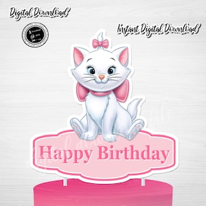 Marie Aristocats Cake Topper: Birthday Party Decor (Digital Download)