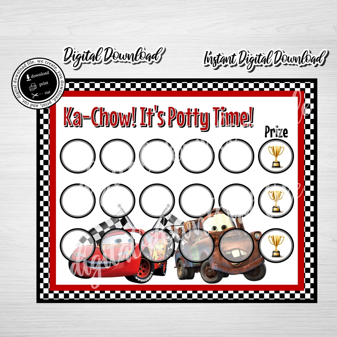 Printable CARS POTTY Chart Sign, Racing Cars Potty Chart, Cars Chart ...