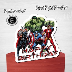 Avengers Birthday Cake Topper: Superhero Party Decor (Digital Download)