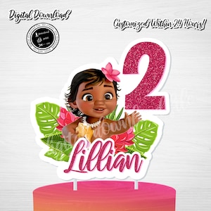 Printable Baby Moana Cake Topper: Customized Birthday Decoration (Digital Download)