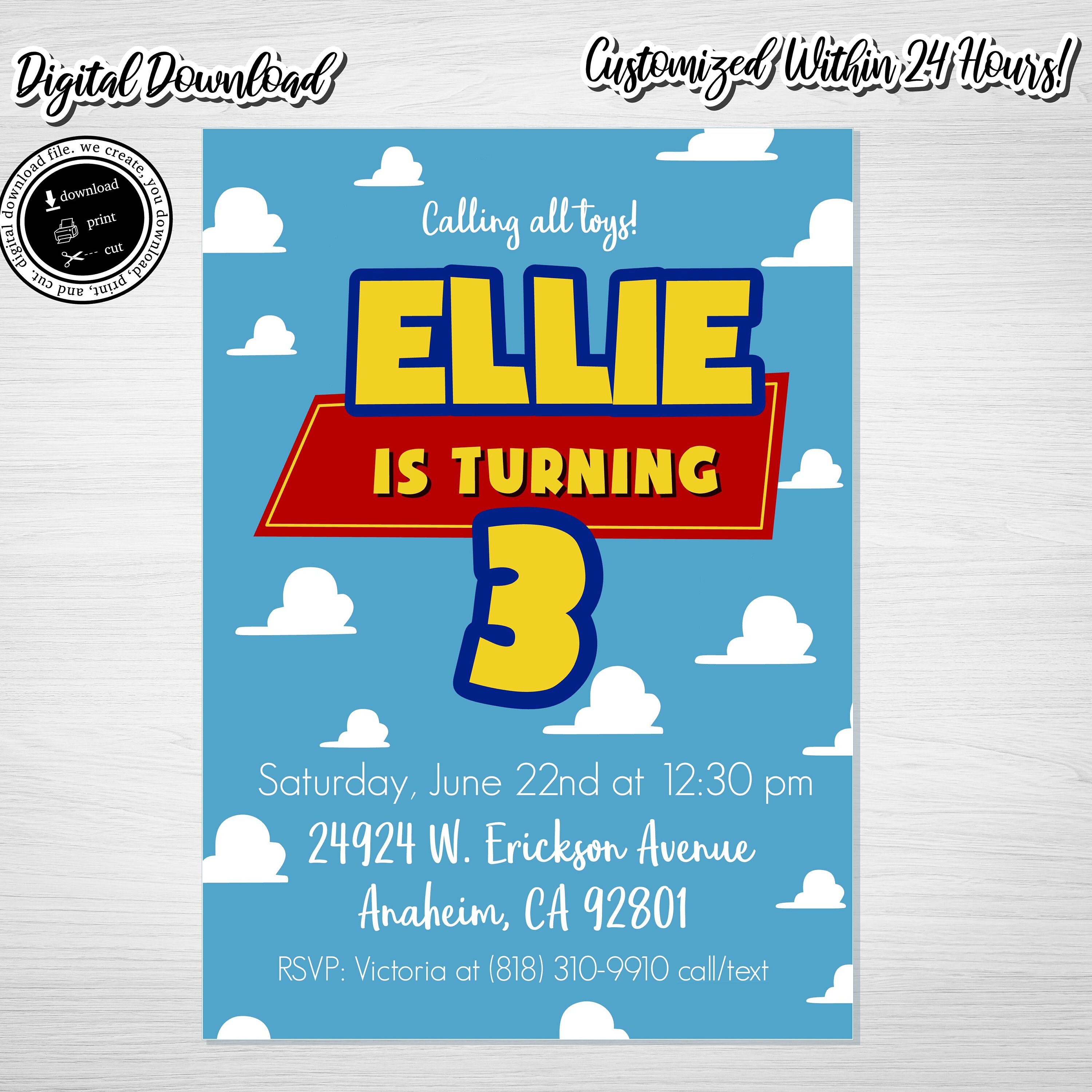 TOY STORY Birthday Invitation Digital Download Toy Story Party Toy Story Theme Birthday Invitation Digital DownloadWe Create
