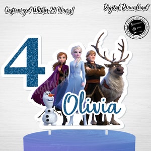 Adorno imprimible para tarta de Frozen 2: Letrero de cumpleaños personalizado (Descarga digital)