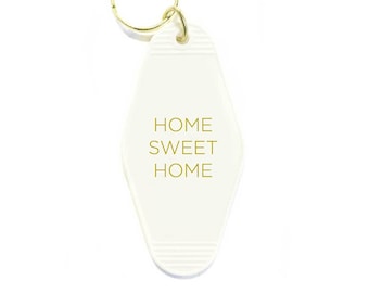 Home Sweet Home Key Tag - White/Gold