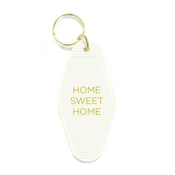 Home Sweet Home Key Tag - White/Gold