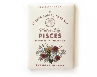Flower Zodiac Sticker Card Set - Pisces (Feb 19 - Mar 20)