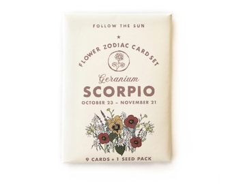 Flower Zodiac Sticker Card Set - Scorpio (Oct 23 - Nov 21)