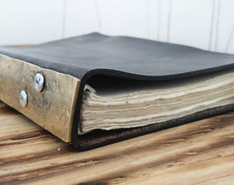 Hand bound leather notebook