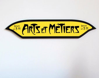 Paris Metro Schild, Arts et Métiers Station, Vintage Dekor, Wandkunst, Metro Art, Paris Art, Holz Wanddekoration