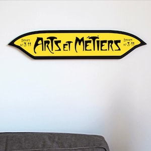 Parijs Metro Sign, Arts et Métiers Station, Vintage Decor, Wall Art, Metro Art, Paris Art, Wood Wall Decor