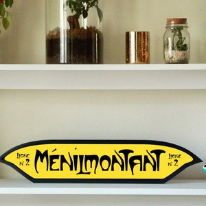 Paris Metro sign, Ménilmontant station, Vintage decoration, Wall art, Metro art, Paris art, Wooden wall decoration
