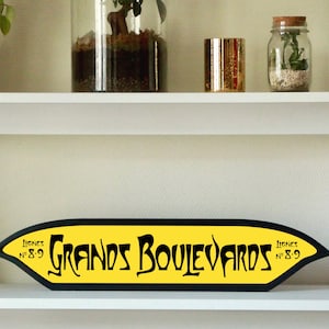 Panneau Métro de Paris, Grands Boulevards, Décoration vintage, Art mural, Art du métro, Art de Paris, Décoration murale en bois, Paris Sign