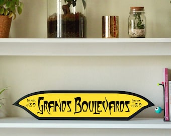 Paris Metro Schild, Grands Boulevards, Vintage Dekoration, Wandkunst, Metro Kunst, Paris Kunst, Holzwanddekoration, Paris Schild