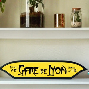 Paris Metro Panel, Gare de Lyon, Vintage Decoration, Wall Art, Metro Art, Paris Art, Wooden Wall Decoration, Retro Deco