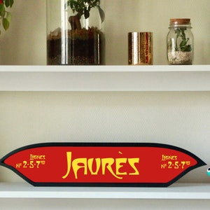 Paris Metro Sign, Jaurès Station, Vintage Decoration, Wall Art, Metro Art, Paris Art, Wooden Wall Decoration
