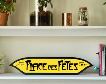 Place Des Fêtes station, Vintage decoration, Wall art, Metro art, Paris art, Wooden wall decoration, Paris sign