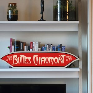 Paris Metro sign, Buttes Chaumont station, Vintage decoration, Wall art, Metro art, Paris art, Wooden wall decoration