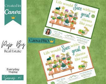 Succulent Pop By Tags Serie 1 / Regalo para cliente / Marketing inmobiliario / Canva PRO