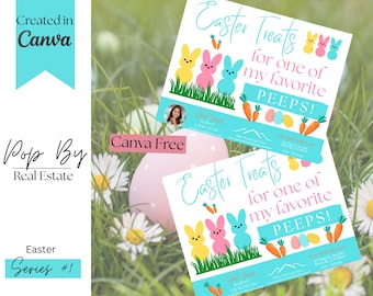 Etiquetas de Pascua Pop By / Regalo para clientes / Marketing inmobiliario / Canva