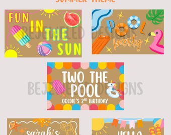 Sjabloon digitaal spandoek zomer | Banner zomertijd | Sjabloon voor spandoek | Sjabloon voor spandoek zomer | Canvasbanners | Sjabloon spandoek zwembadfeest