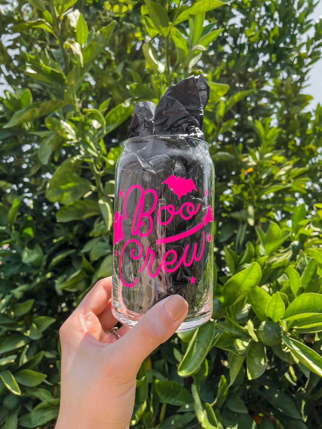 Boo Crew Color Changing Glass Cup Halloween Glass Coffee Cup 16 Oz Iced