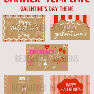 Sjabloon digitaal spandoek Galentine' Day | Galentine. Dagbanner | Sjabloon voor spandoek | Sjabloon voor spandoek Valentijnsdag | Canvasbanners