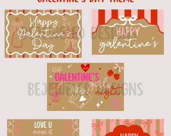 Sjabloon digitaal spandoek Galentine' Day | Galentine. Dagbanner | Sjabloon voor spandoek | Sjabloon voor spandoek Valentijnsdag | Canvasbanners