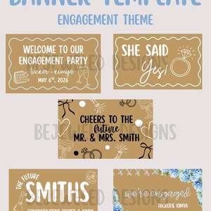 Betrokkenheid digitale bannersjabloon | Verlovingsbanner | Sjabloon voor spandoek | Sjabloon verlovingsbanner | Canvasbanners | Verlovingsfeest: