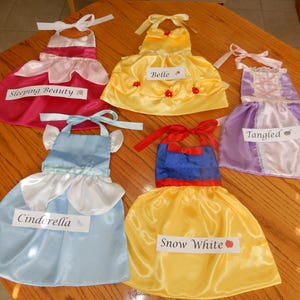 Child's Satin Princess Apron, Dress Up, Cooking Apron, Snow White, Belle, Tangled, Sleeping Beauty