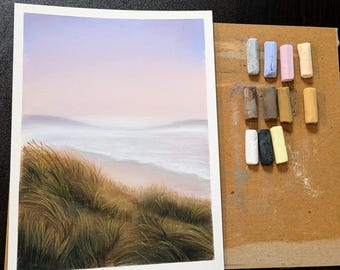 Soft Beach in Soft Pastels ORIGINAL 7*9.5