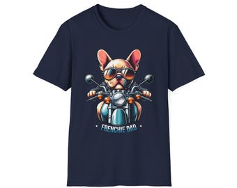 French Bulldog Biker Tee | Dog on Motorcycle T-Shirt, Retro Riding Graphic