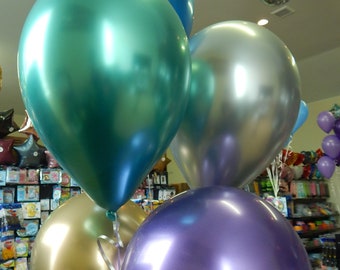 Chrome Latex Balloons, Multi Color, Shiny Party Balloons
