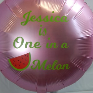 One in a Melon Balloon, First Birthday Decorations, Watermelon Birthday, Melon Balloon, Personalized Custom Balloon, One in a Melon