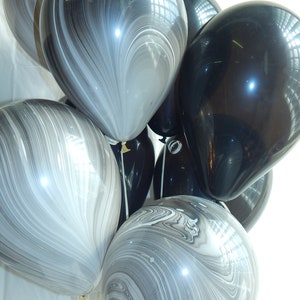 Black Marbled Balloons , Black Latex , Black Party Decorations , Black White Balloons , Wedding , Birthday Party , Bridal Shower
