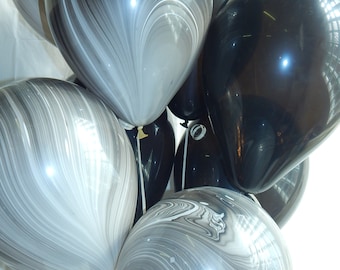 Black Marbled Balloons , Black Latex , Black Party Decorations , Black White Balloons , Wedding , Birthday Party , Bridal Shower