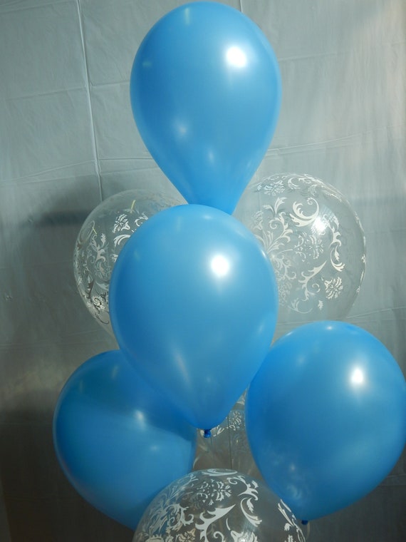 Blue Balloons Clear Damask Balloon Baby Shower Decorations Etsy