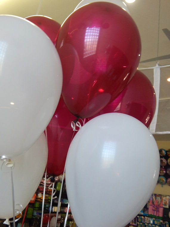 Burgundy Balloons White Balloons Burgundy And White Etsy