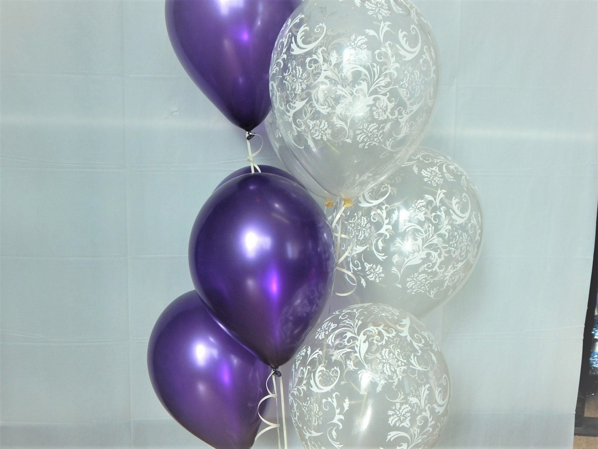 Purple Balloons Clear Damask Balloons Dark Metallic Purple Etsy