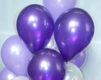 Purple Balloons , White Balloons , Dark Metallic Purple , Purple Decorations , Birthday Party Balloons ,Purple White ,  Purple Party 12pcs