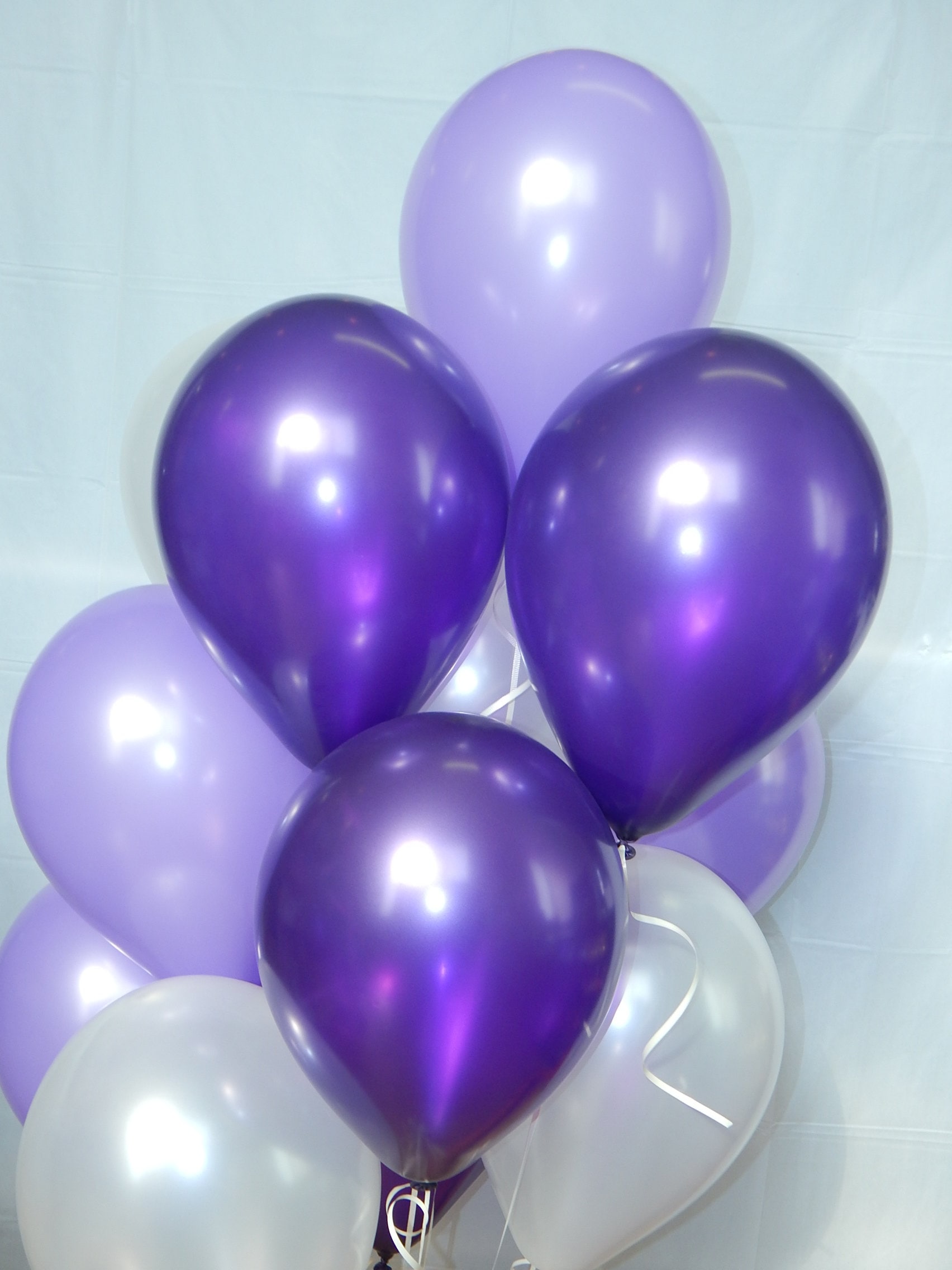 Purple Balloons White Balloons Dark Metallic Purplepurple Etsy