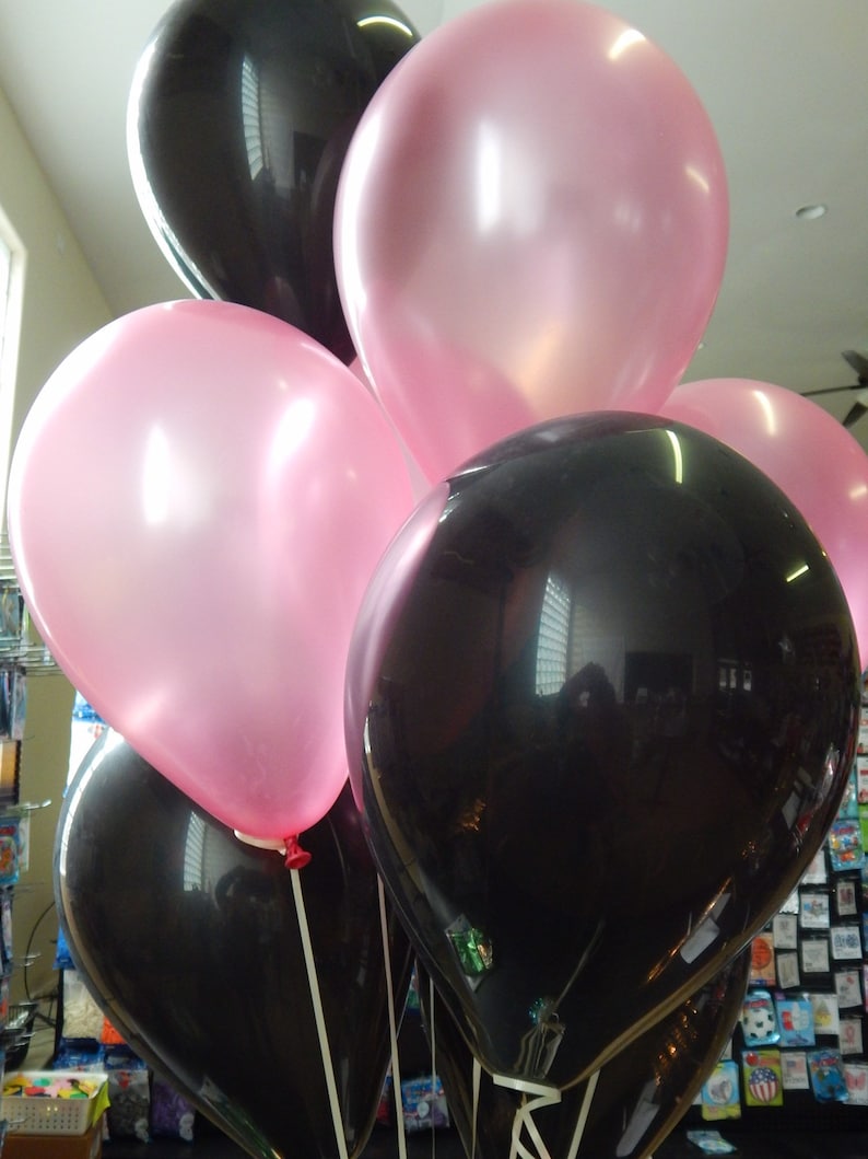 Pink Balloons Black Balloons Pink and Black Decorations | Etsy