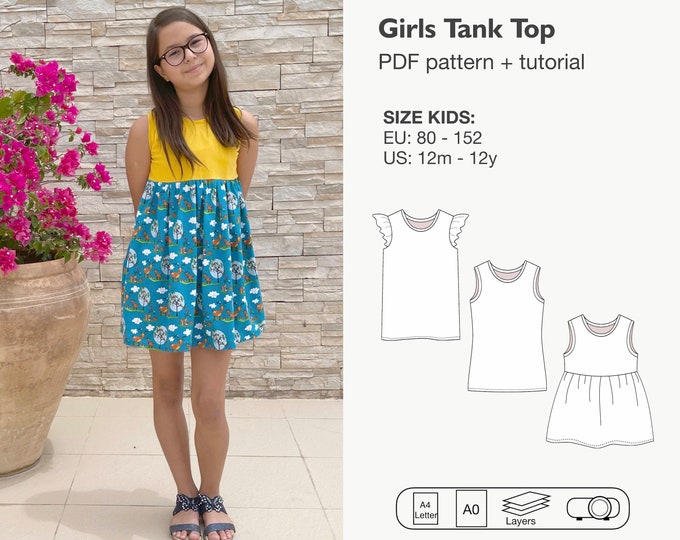 Girls tank top sewing pattern