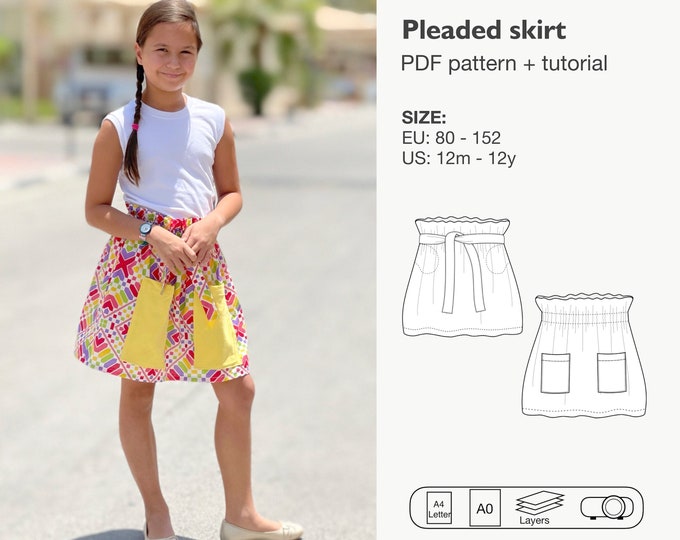 Pleated skirt sewing pattern